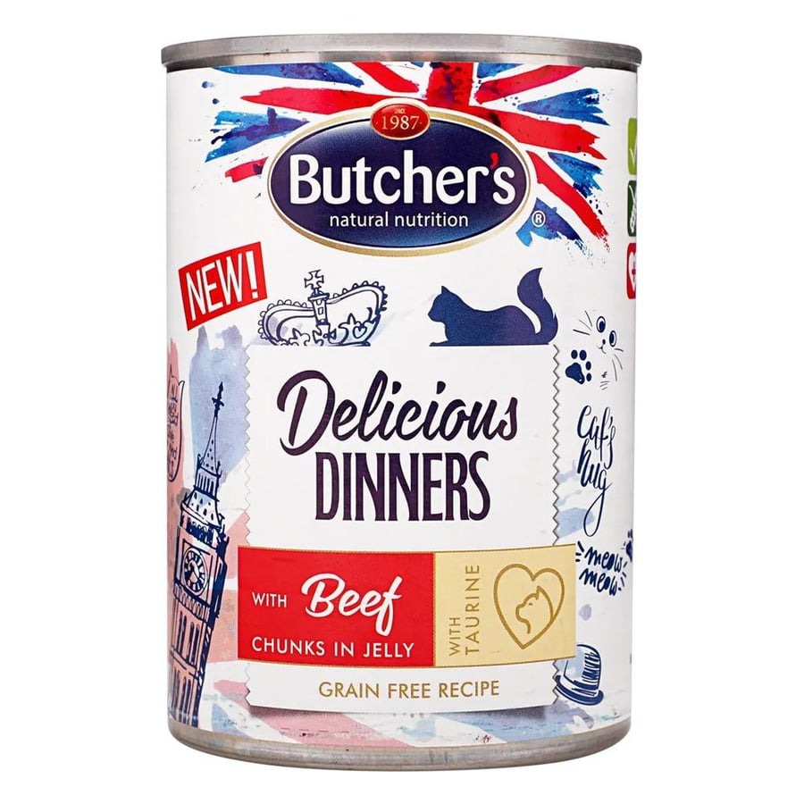 Butcher's Delicious Dinners Cat with Beef Chunks in Jelly 400g