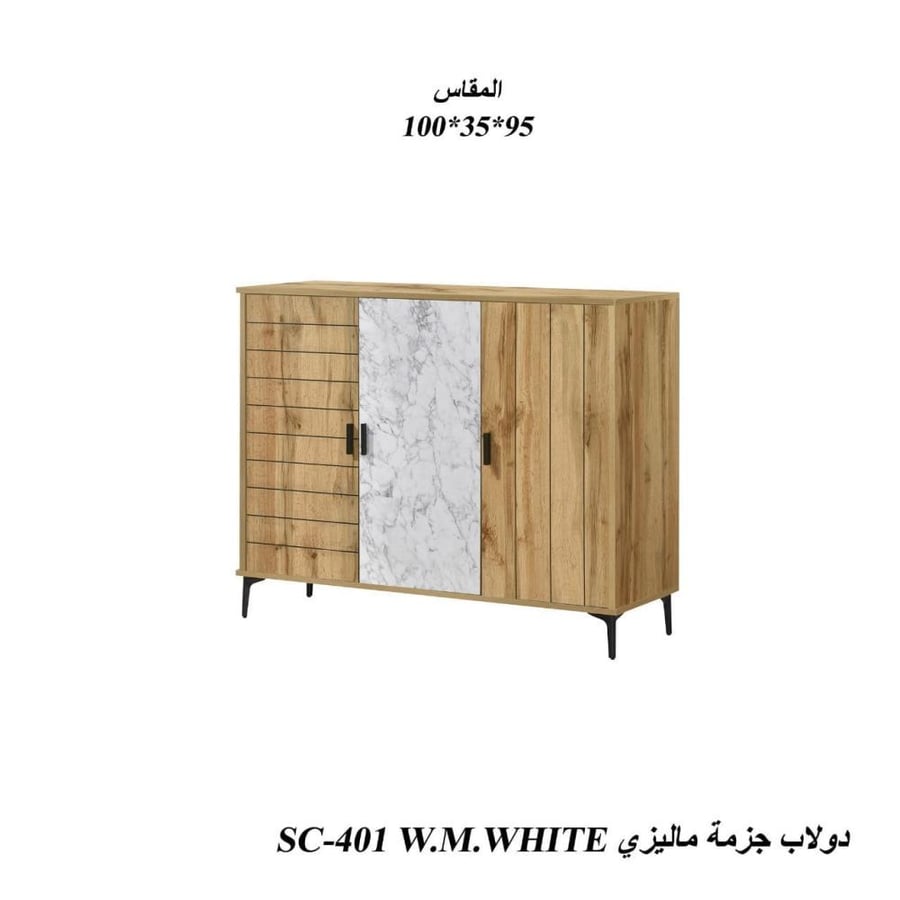 دولاب تخزين ماليزي خشبي أبيض  ثلاث مقاسات تصميم أنيق للمنزل العصري