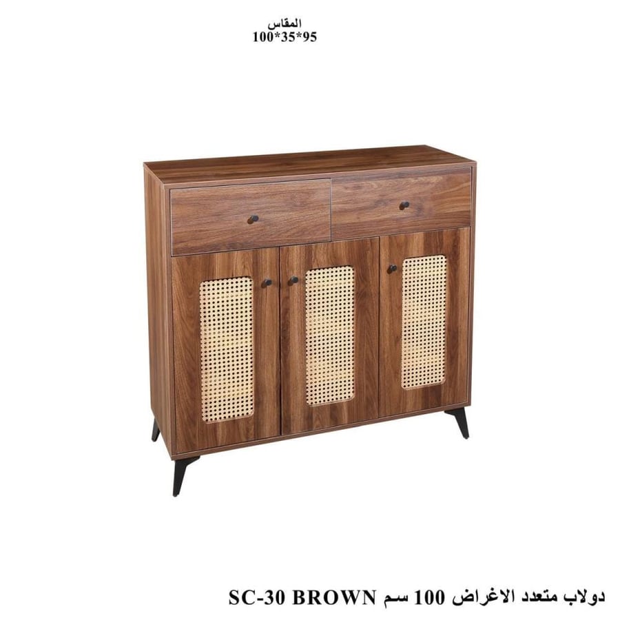 دولاب خشبي متعدد الاستخدام  – تصميم كلاسيكي أنيق بلون بني