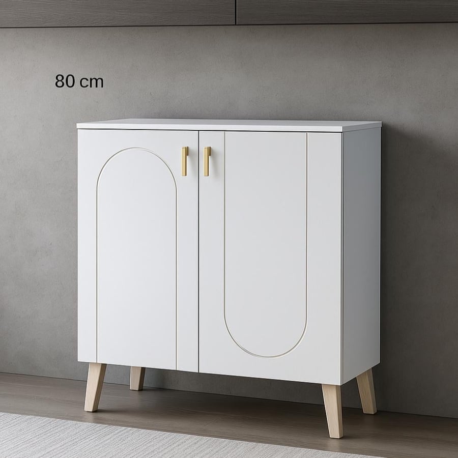 دولاب أحذية أبيض بثلاث مقاسات تصميم عملي أنيق أبواب تهوية