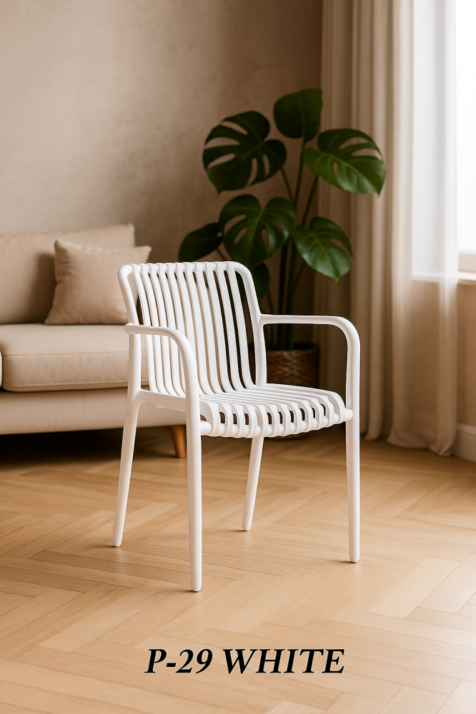 Plastic Chair with Modern Slatted Design