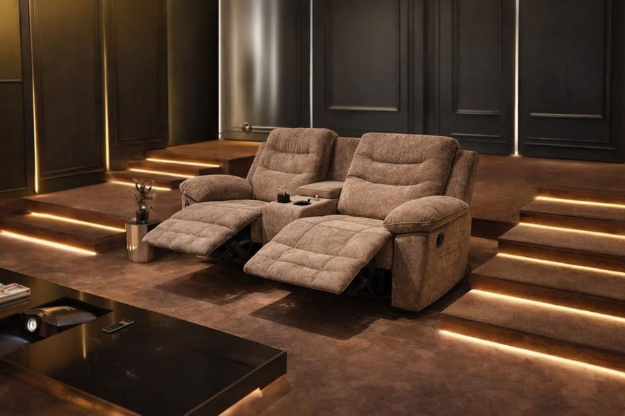كنبة استرخاء مزدوجة قماش بنظام Recliner