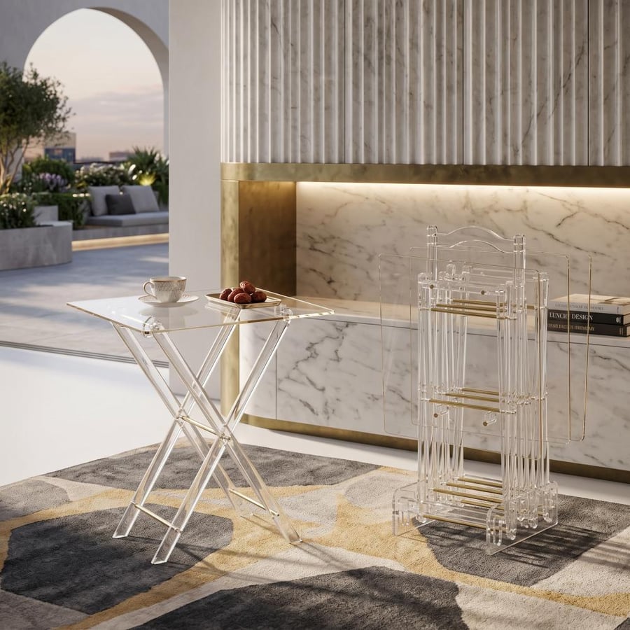 طقم طاولات أكريليك باللون ذهبي بتصميم مودرن