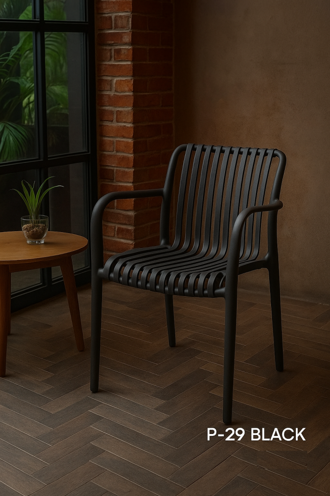 Black Plastic Chair with Armrest