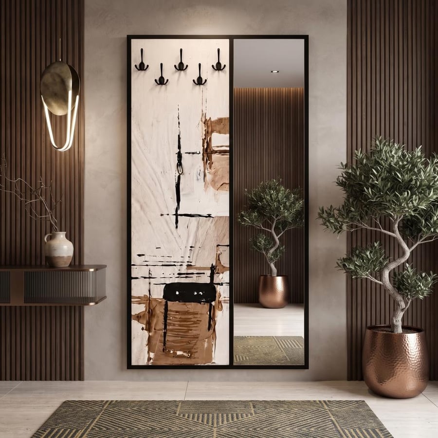 لوحة مدخل أريسا مع مرآة وعلاقات بتصميم تجريدي 180×100 سم