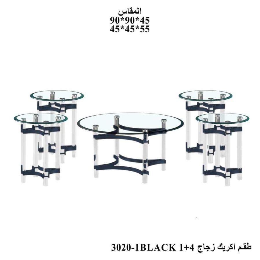 طقم طاولات كونسول أكريليك  شفاف 1+4 ذهبي فضي  فاخر