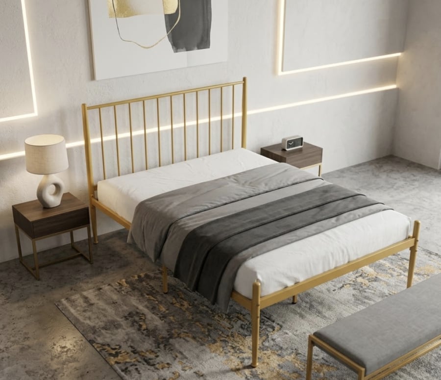 سرير مودرن ذهبي مقاس 90×190 سم