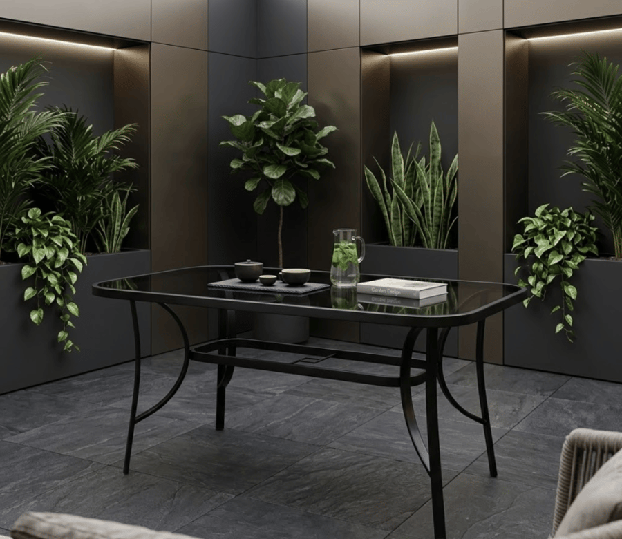 طاولة زجاج مستطيلة سوداء 150×90 سم