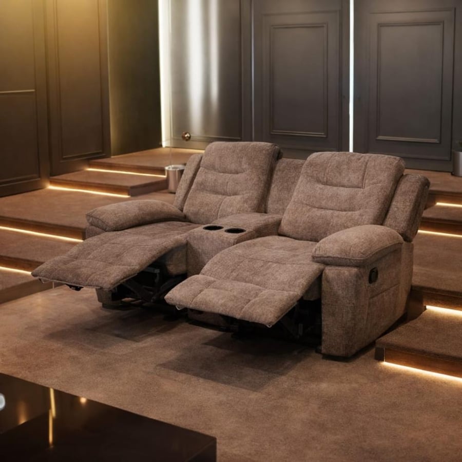 كنبة استرخاء مزدوجة قماش بنظام Recliner بتصميم مريح
