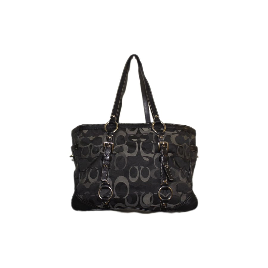 2010 coach black Signature Optic Jacquard Tote