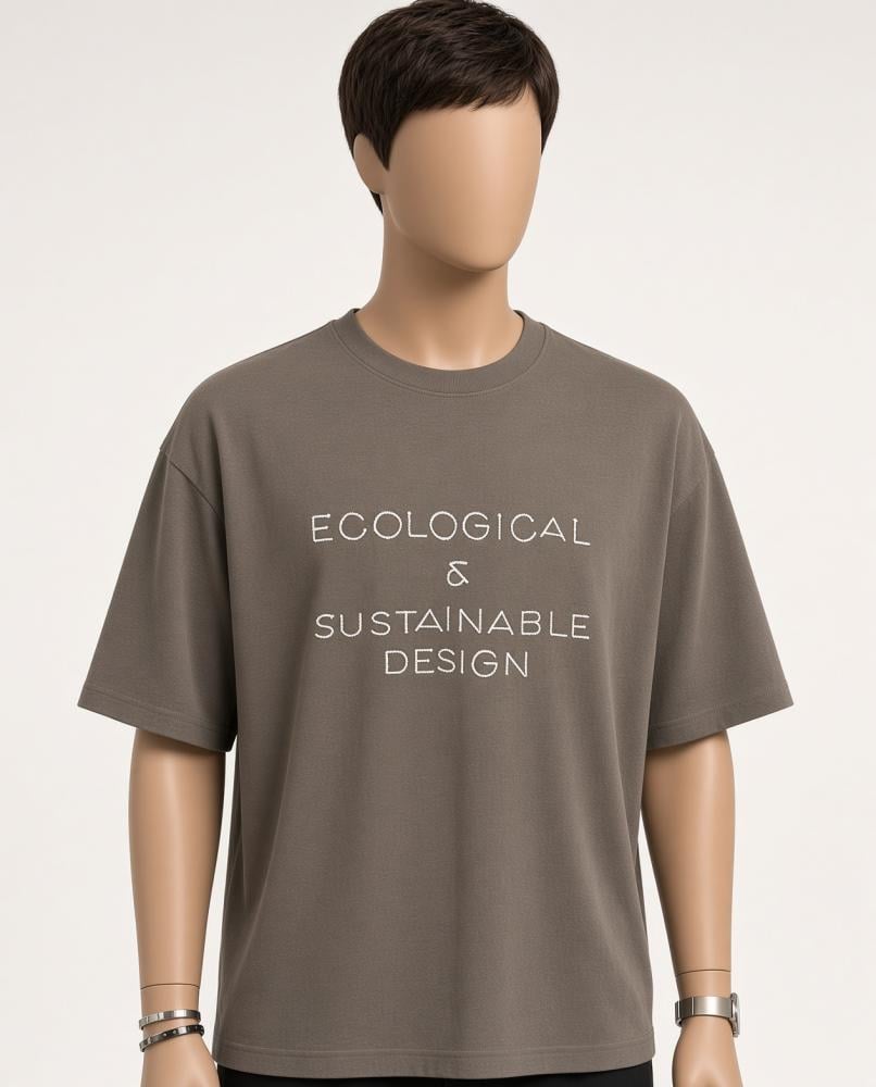 تيشيرت رجالي أوفر سايز أسود تطريز Ecological & Sustainable Design