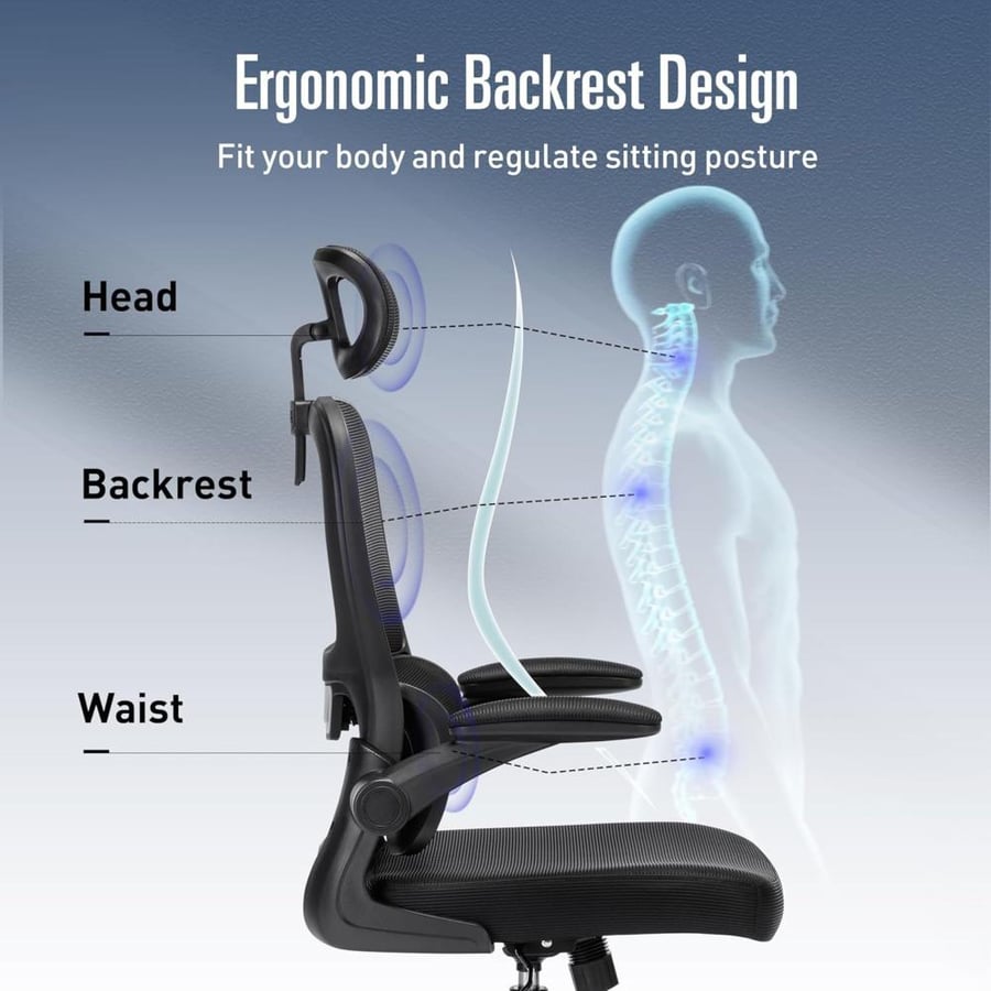 كرسي مكتب شبكي مريح قابل للتعديل عالي الظهر | Office Chair 611941BK