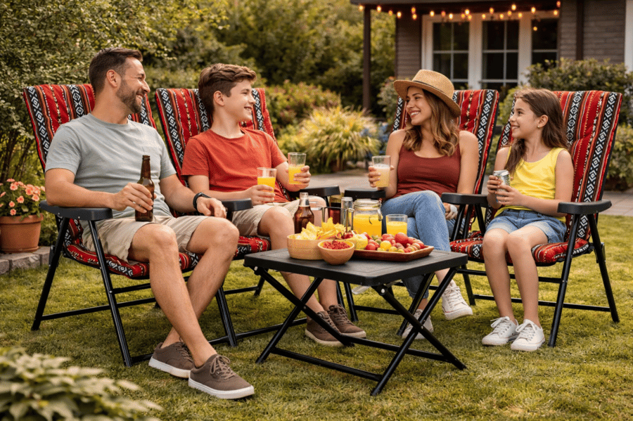 كرسي رحلات قابل للطي تراث سعودي (4 حبات) Heavy Duty Folding Camping Chair SKT1