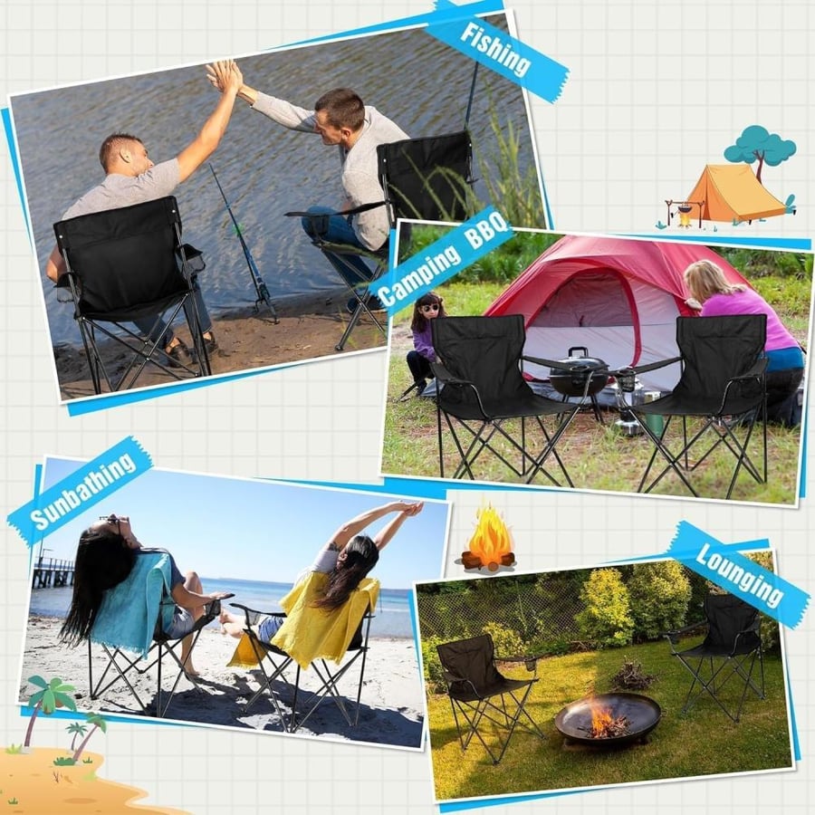 كرسي رحلات قابل للطي خفيف الوزن (4 حبات) للتخييم والنزهات | Camping Chairs 4 Pack