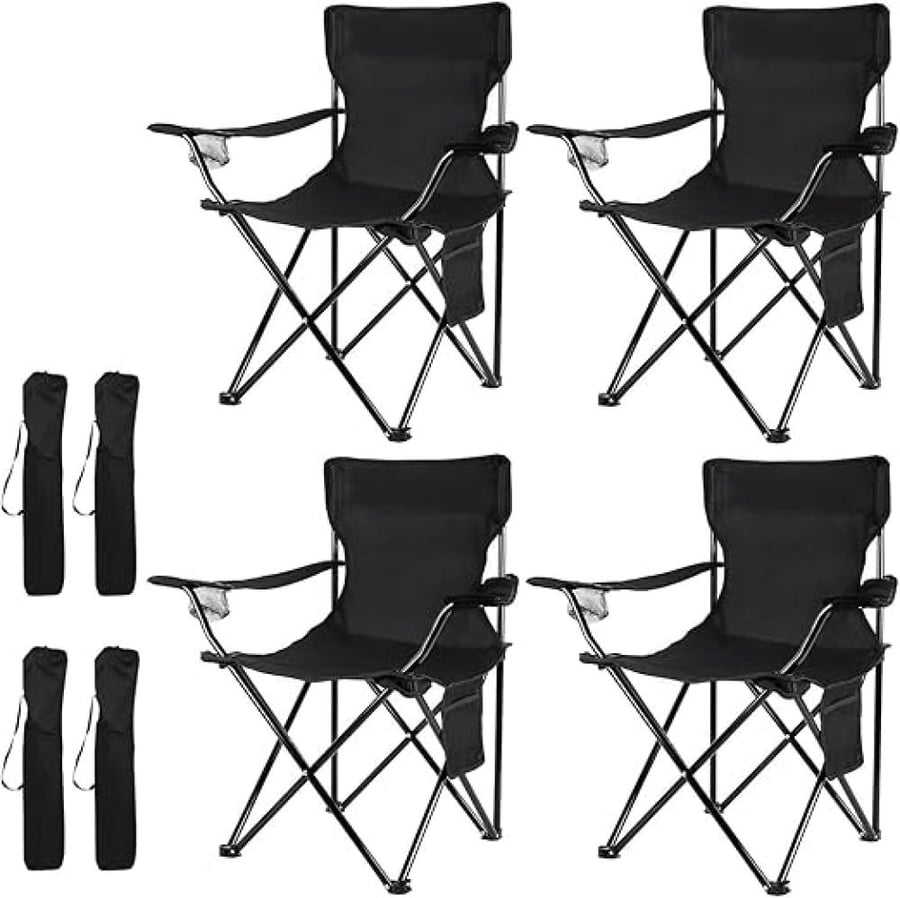 كرسي رحلات قابل للطي خفيف الوزن (4 حبات) للتخييم والنزهات | Camping Chairs 4 Pack