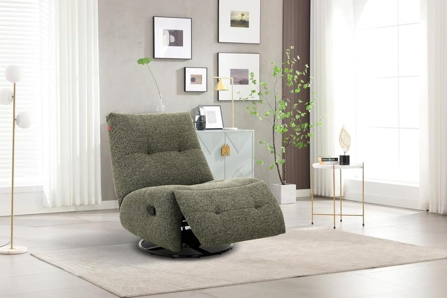كرسي استرخاء هزاز ودوار (زيتي) | Glider & Swivel Recliner Chair (Green)
