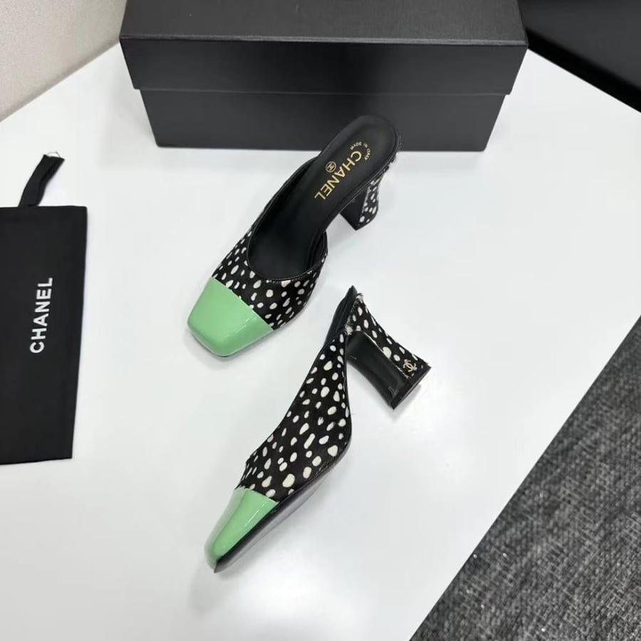 Chanel calfskin mules