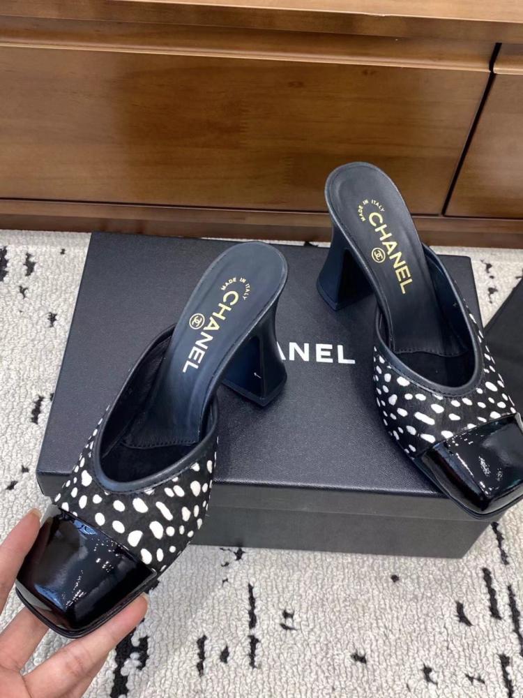 Chanel calfskin mules