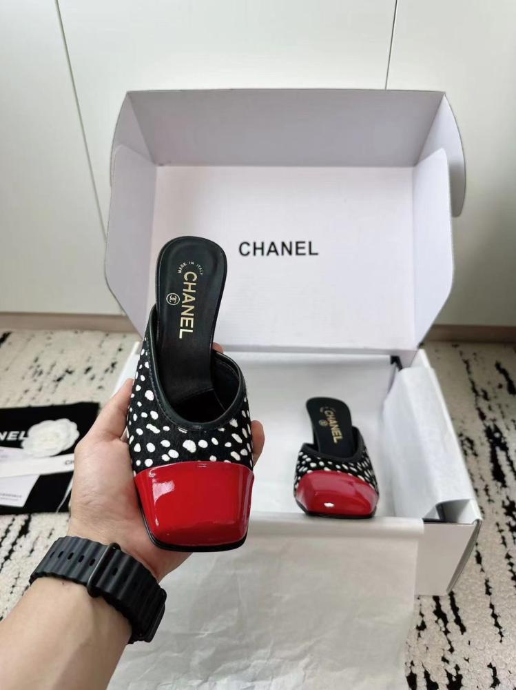 Chanel calfskin mules