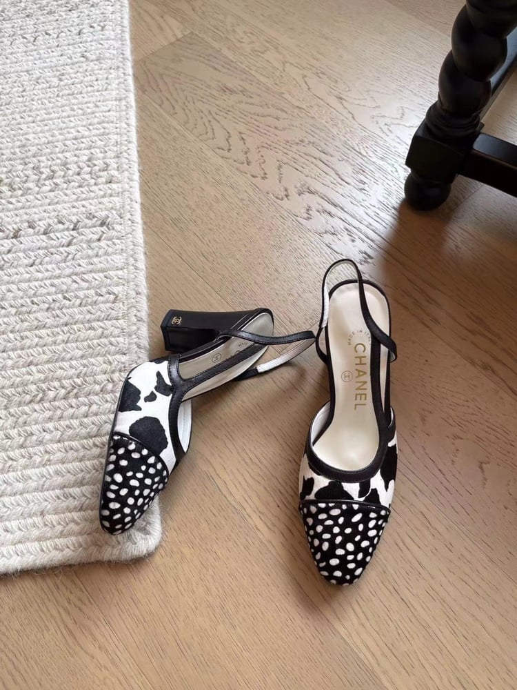 Chanel heels cow-print