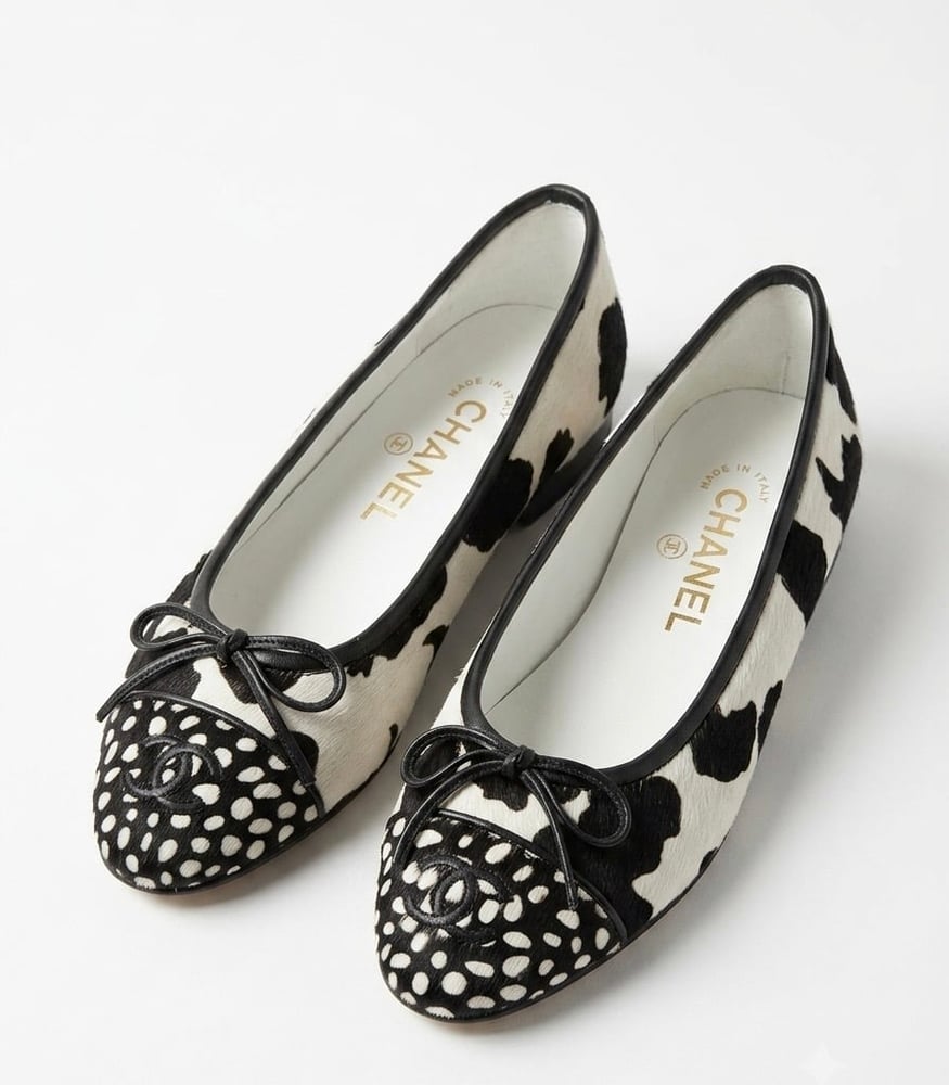 Chanel ballet flats cow-print