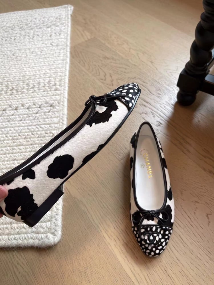 Chanel ballet flats cow-print
