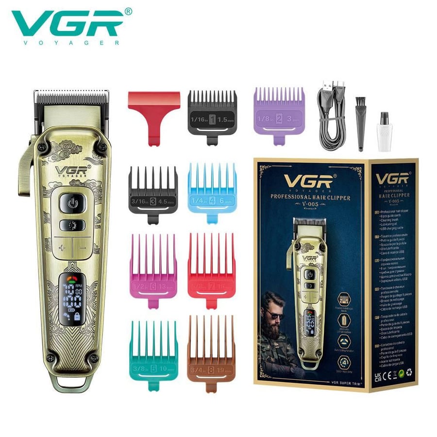ماكينة حلاقة كهربائية VGR V-005 Gold – ماكينة تشذيب لحية لاسلكية قابلة لإعادة الشحن للرجال
