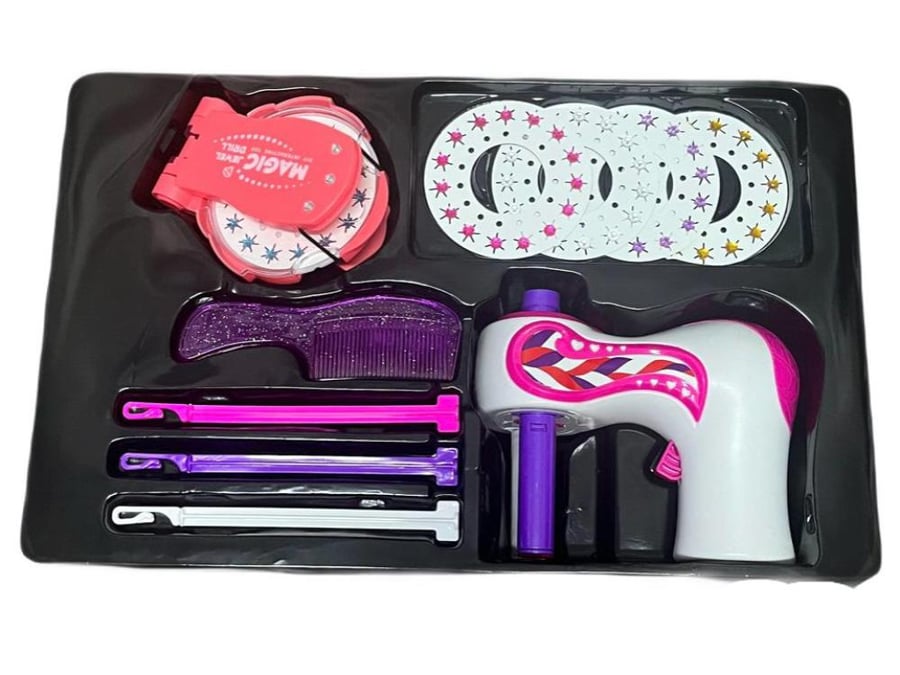 Hair braiding machine with sparkling accessories for girls – creative hair styling toy