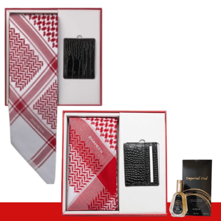 شماغ شاهين كلاسيك + شماغ أحمر بريمير شاهين + 2عطر جيب عود