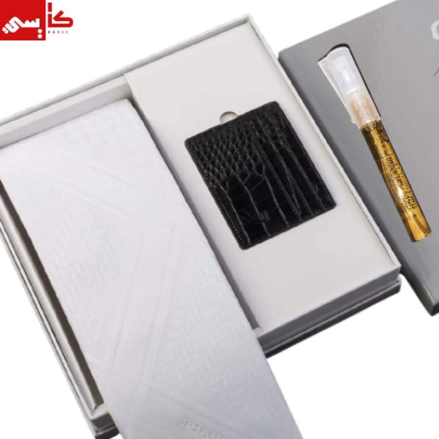 شماغ أبيض كلاسيك خفيف شاهين الاصلي +محفظة جلد طبيعي + عطر قلم عود