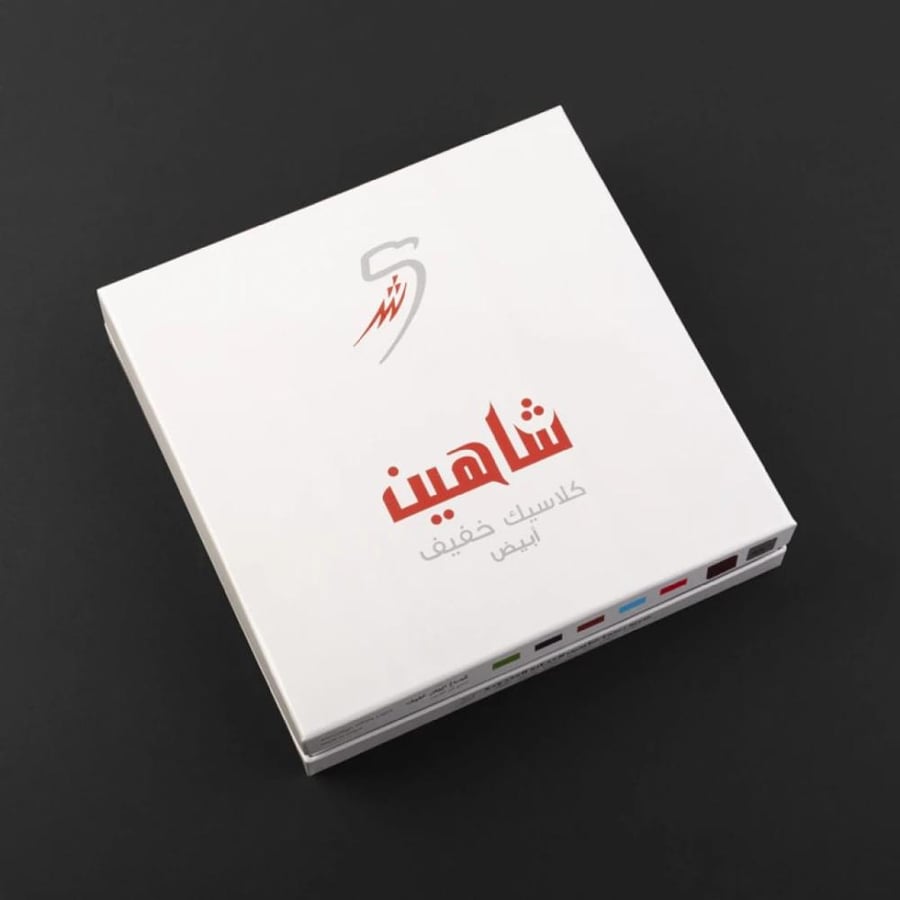 شماغ أبيض شاهين موديل كلاسيك خفيف قطن طبيعي 100%
