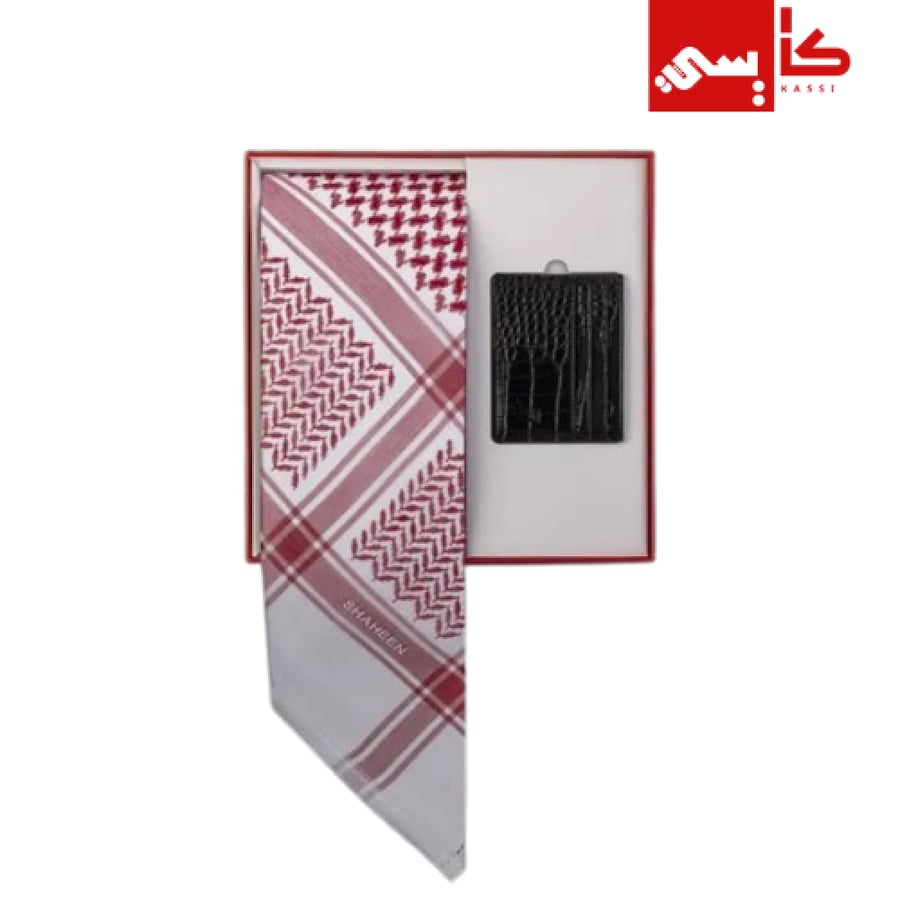 شماغ شاهين ابيض + شماغ شاهين أحمر كلاسيك + شماغ شاهين أحمر كلاسيك خفيف + شماغ شاهين أحمر بريمير + 4عطر عود50 مل