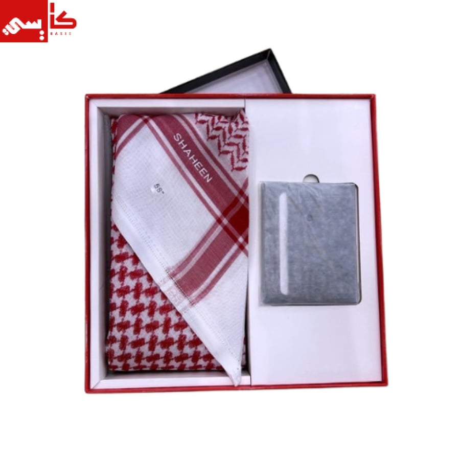 شماغ شاهين ابيض + شماغ شاهين أحمر كلاسيك + شماغ شاهين أحمر كلاسيك خفيف + شماغ شاهين أحمر بريمير + 4عطر عود50 مل