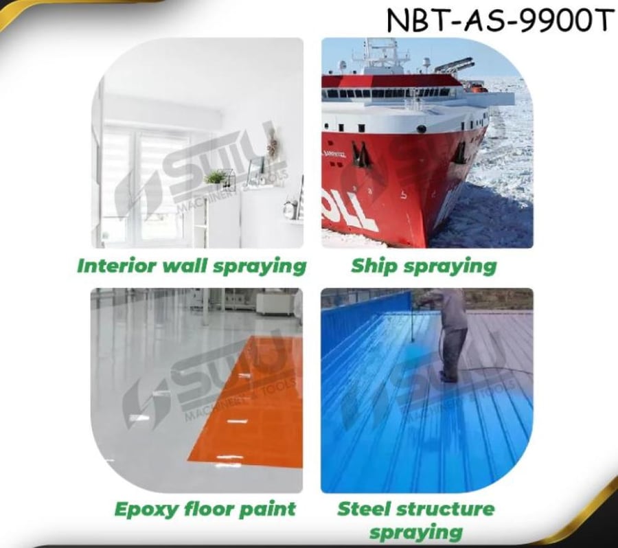 ماكينة رش دهانات وبويات ديافرام غشائية 3000 واط على عجلات نيوبيت NEWBEAT | موديل NBT-AS-9900T تدعم العمل المتواصل 24 ساعة وفردين