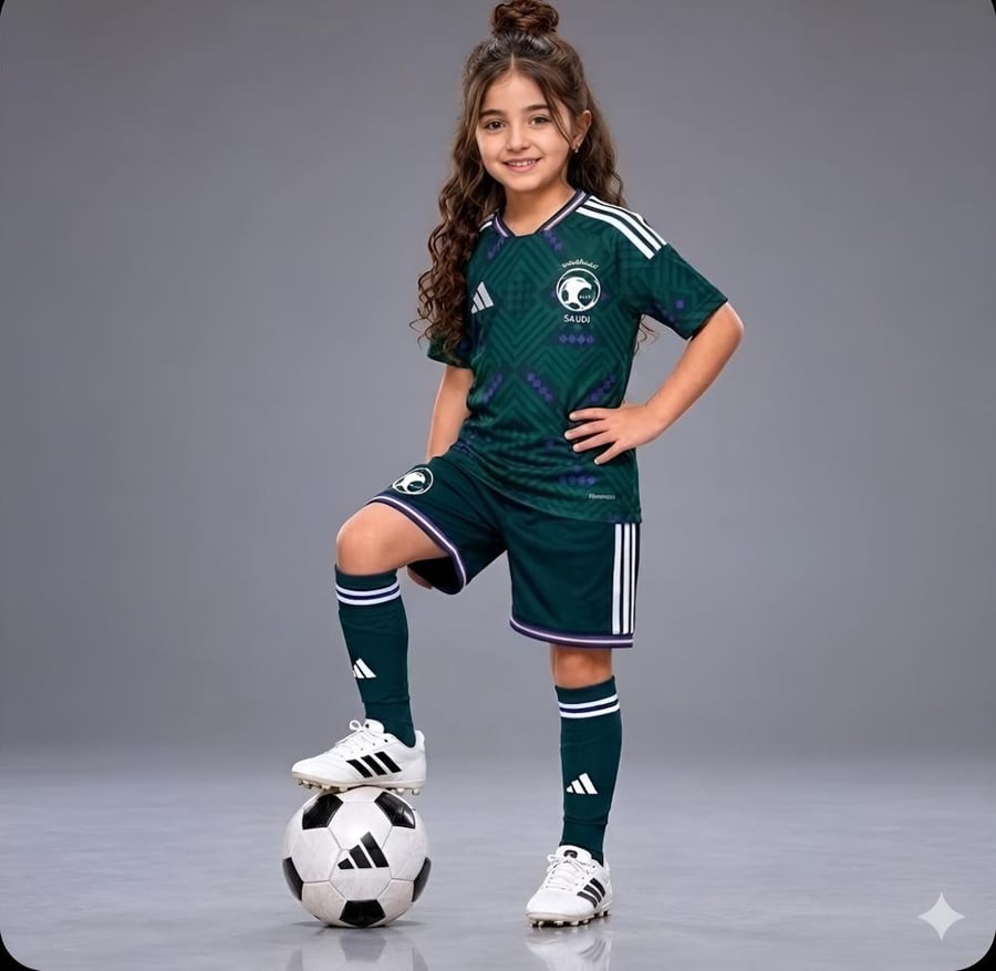 طقم أطفال المنتخب السعودي الأخضر الأساسي  المونديال 26-27 الأنيق