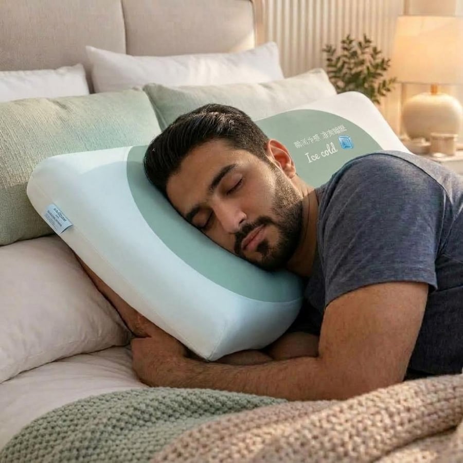 مخدة ميموري فوم مع جل تبريد - إيما - أخضر فاتح