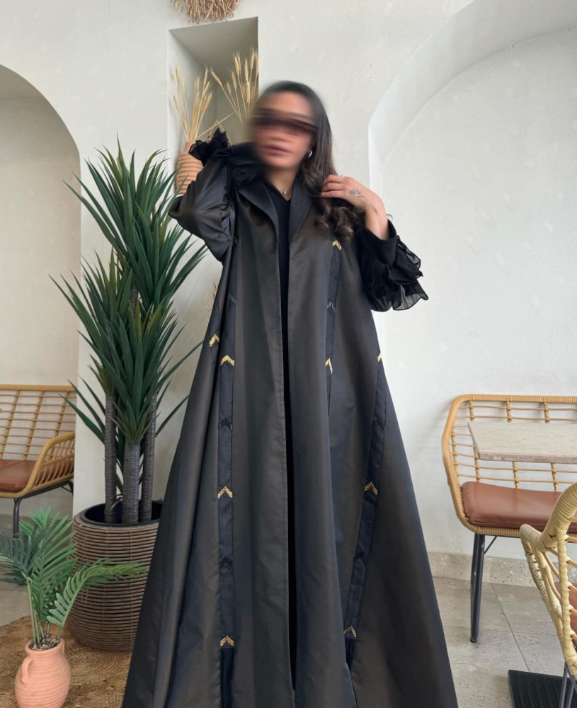 عبايه تفته فرنسيه وشيفون عند الاكمام