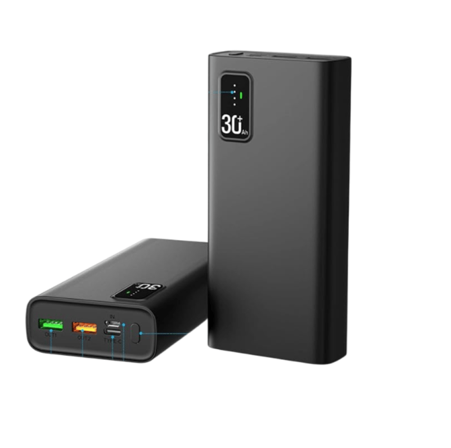 باور بانك محمول لاسلكي قوي 20000 مللي امبير في الساعة مع منفذ USB C ومنفذي A شاحن خفيف الوزن 22.5 واط و3.0 شحن سريع ذكي متوافق ايفون وسامسونج وغيرها من ايسنوب أسود