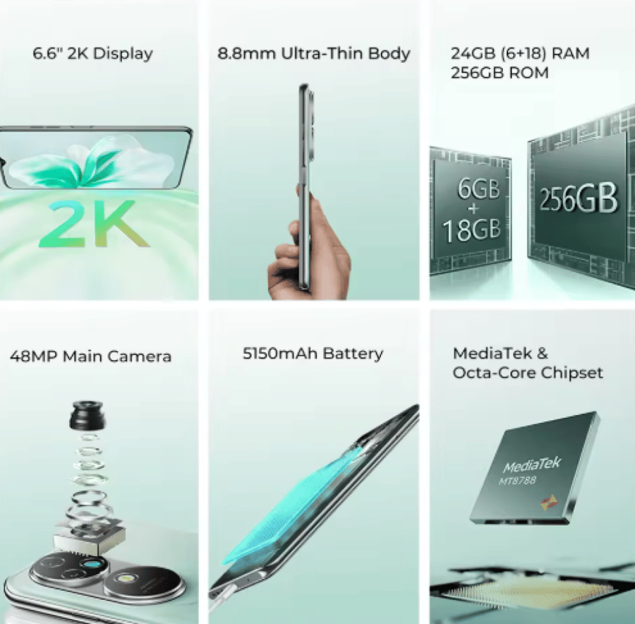 هاتف ذكي اوكتيل Oukitel C38 بشاشة 6.6 بوصة 256 جيجابايت