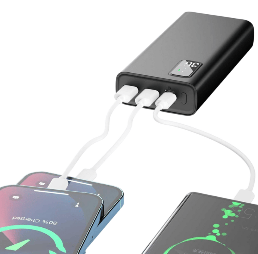 باور بانك محمول لاسلكي قوي 20000 مللي امبير في الساعة مع منفذ USB C ومنفذي A شاحن خفيف الوزن 22.5 واط و3.0 شحن سريع ذكي متوافق ايفون وسامسونج وغيرها من ايسنوب أسود