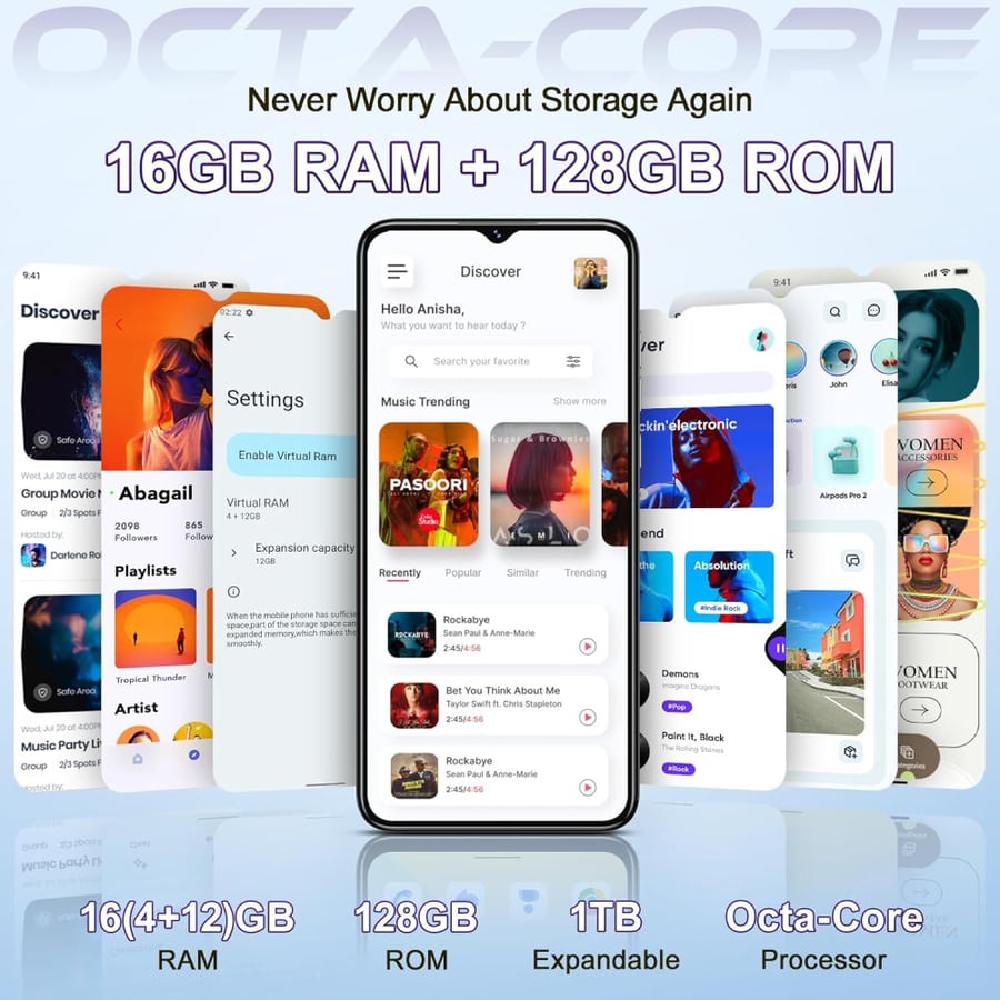 اوكتيل C57 PRO جوال ثنائي الشريحة يدعم تقنية 4G سعة 128 جيجابايت رام 4+12 جيجابايت