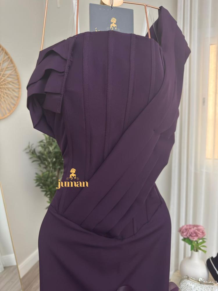 Evening dress purple flowers