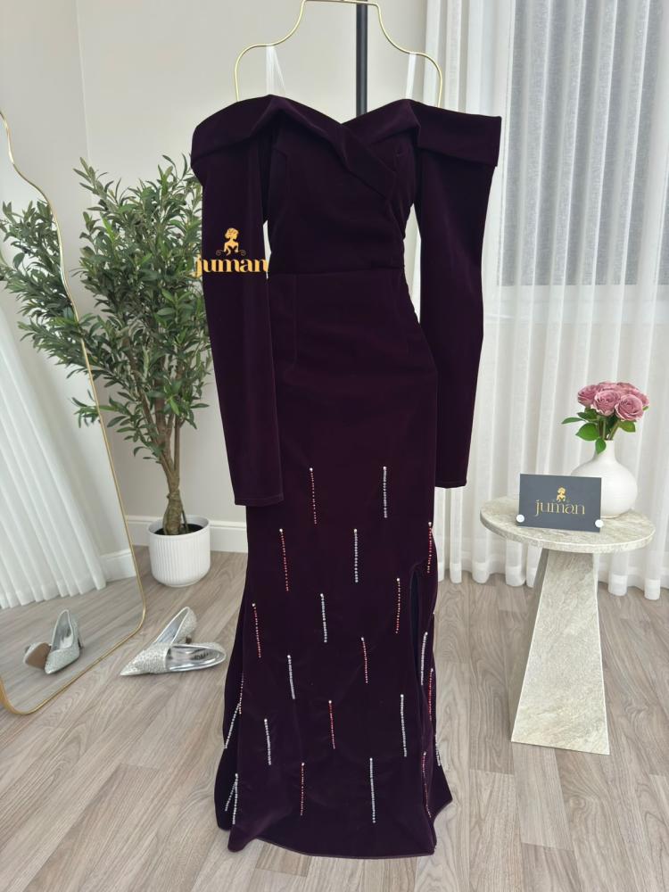 Velvet dress purple modest