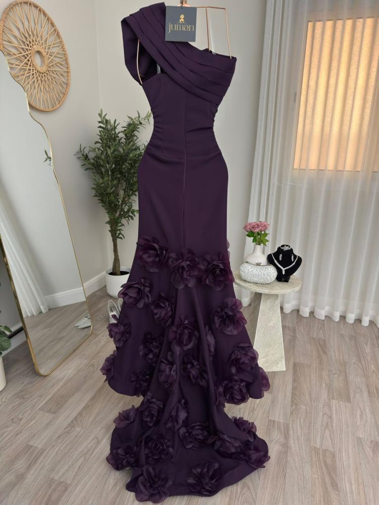 Evening dress purple flowers