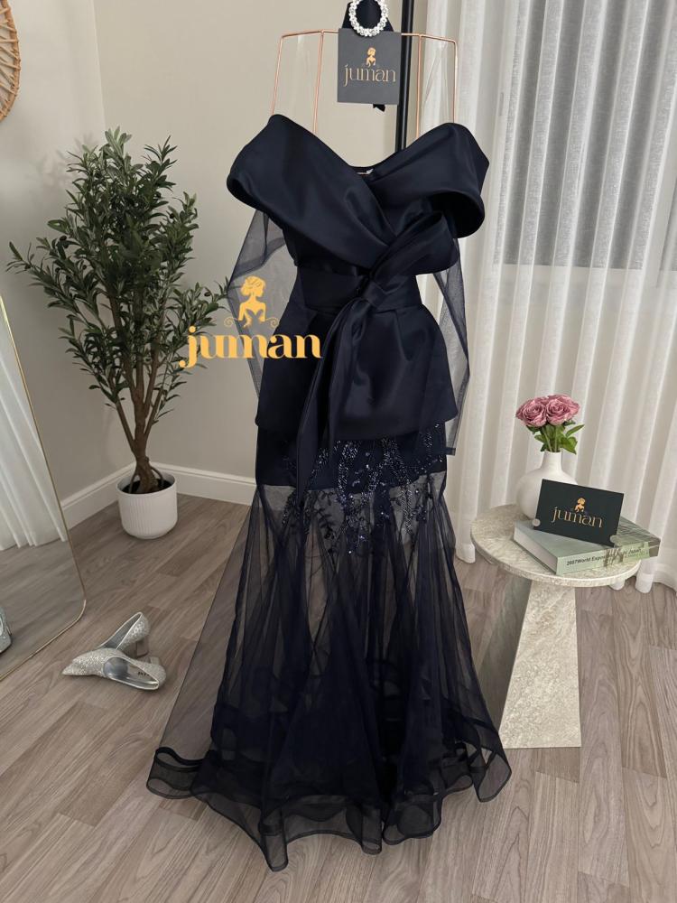 Elegant navy evening dress