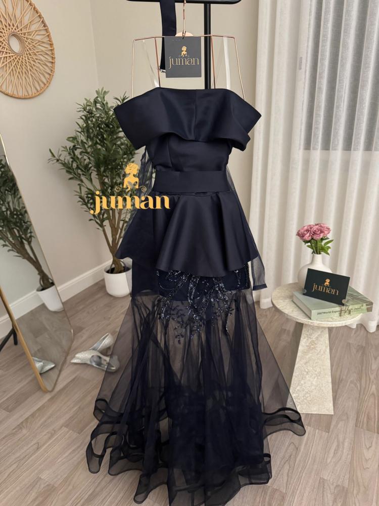 Elegant navy evening dress