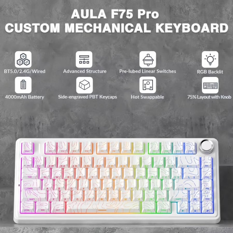 احرف عربي انجليزي Moktik × Aula F75 (White-Contour) Star Vector Switch