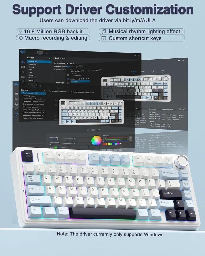 احرف عربي انجليزي Moktik × Aula F75 Pro (Gray) Reaper Switch