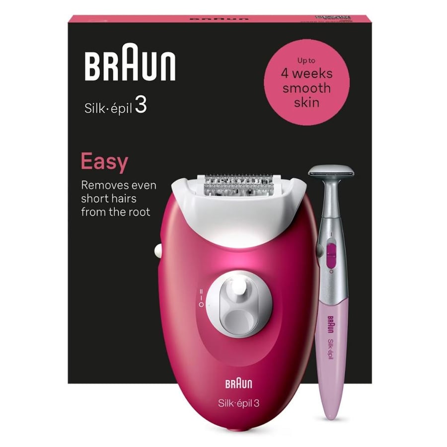 Braun Silk-épil 3: جهاز إزالة الشعر السلكي باللون الوردي مع أداة تشذيب