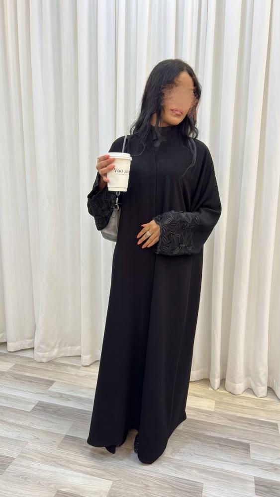 عباية نص كلوش قماش السراميك صيفي تطريز بالكم